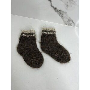Thick Soft Wool Socks  Hand Knit Winter Warm Fit To Sz9 Toddler brown
